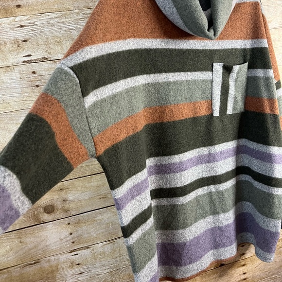 Chic Soul Time To Bolt Sweater Top Striped Multi-Color Cowl Neck NWOT Size 2X - Picture 2 of 11